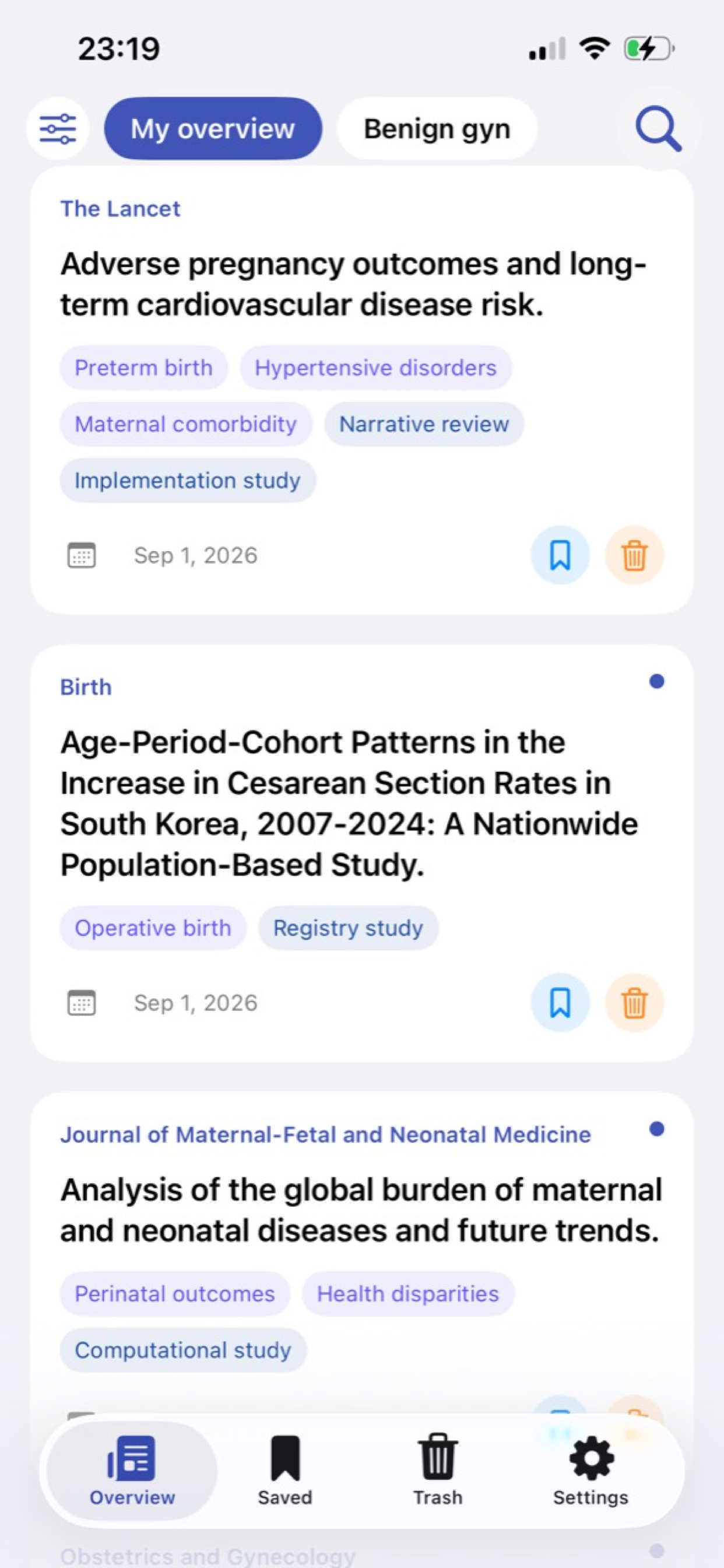 CatchUpGyn reading overview