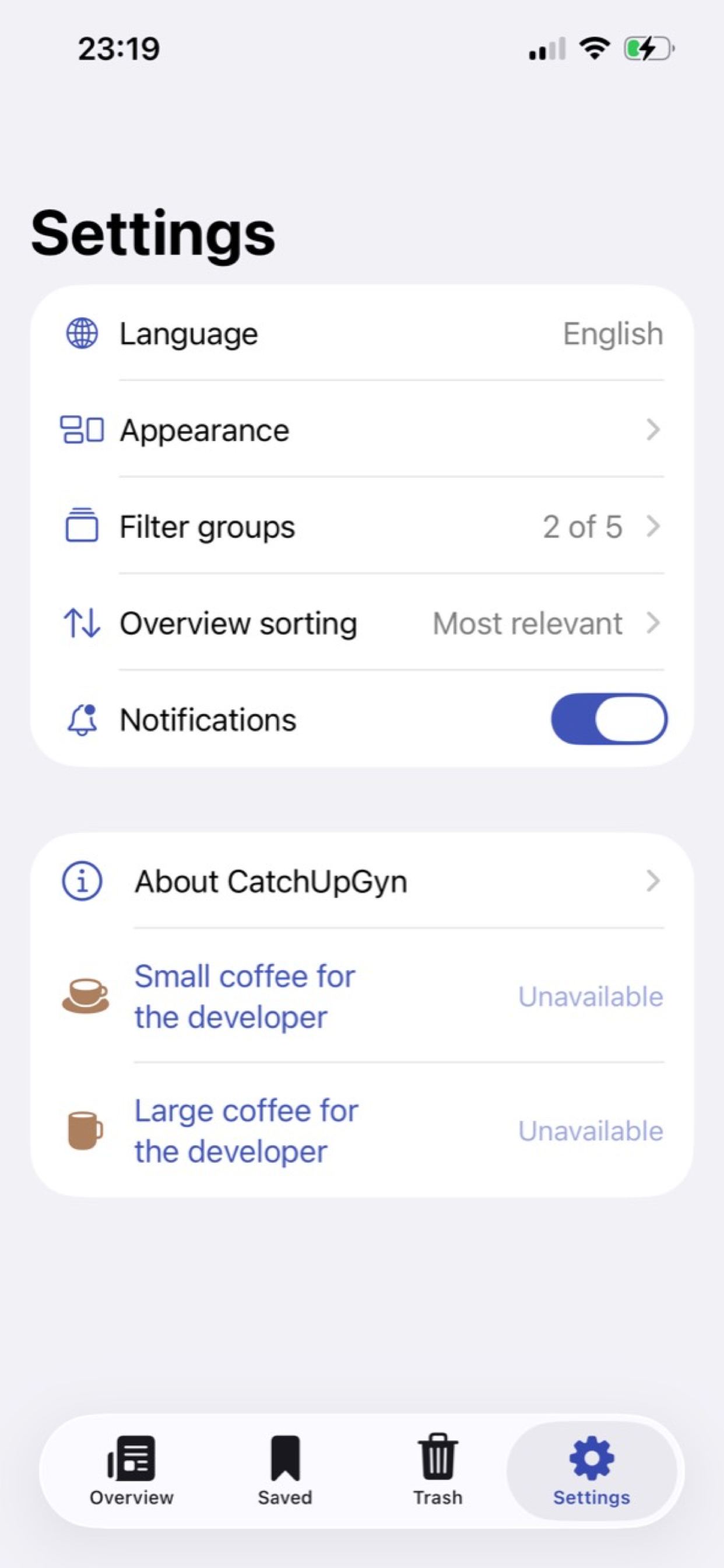 CatchUpGyn preferences