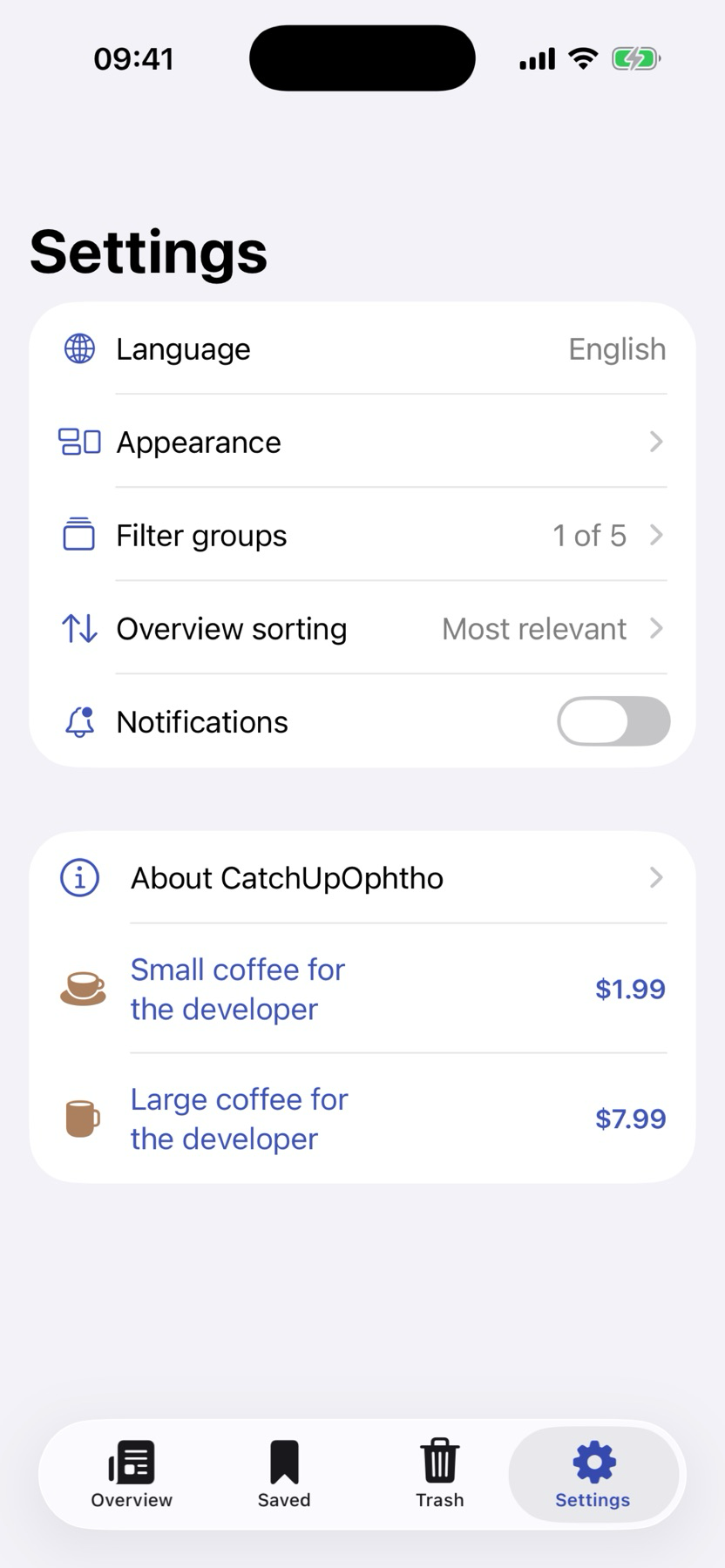 CatchUpOphtho preferences