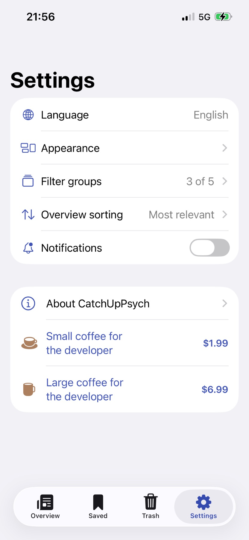 CatchUpPsych preferences