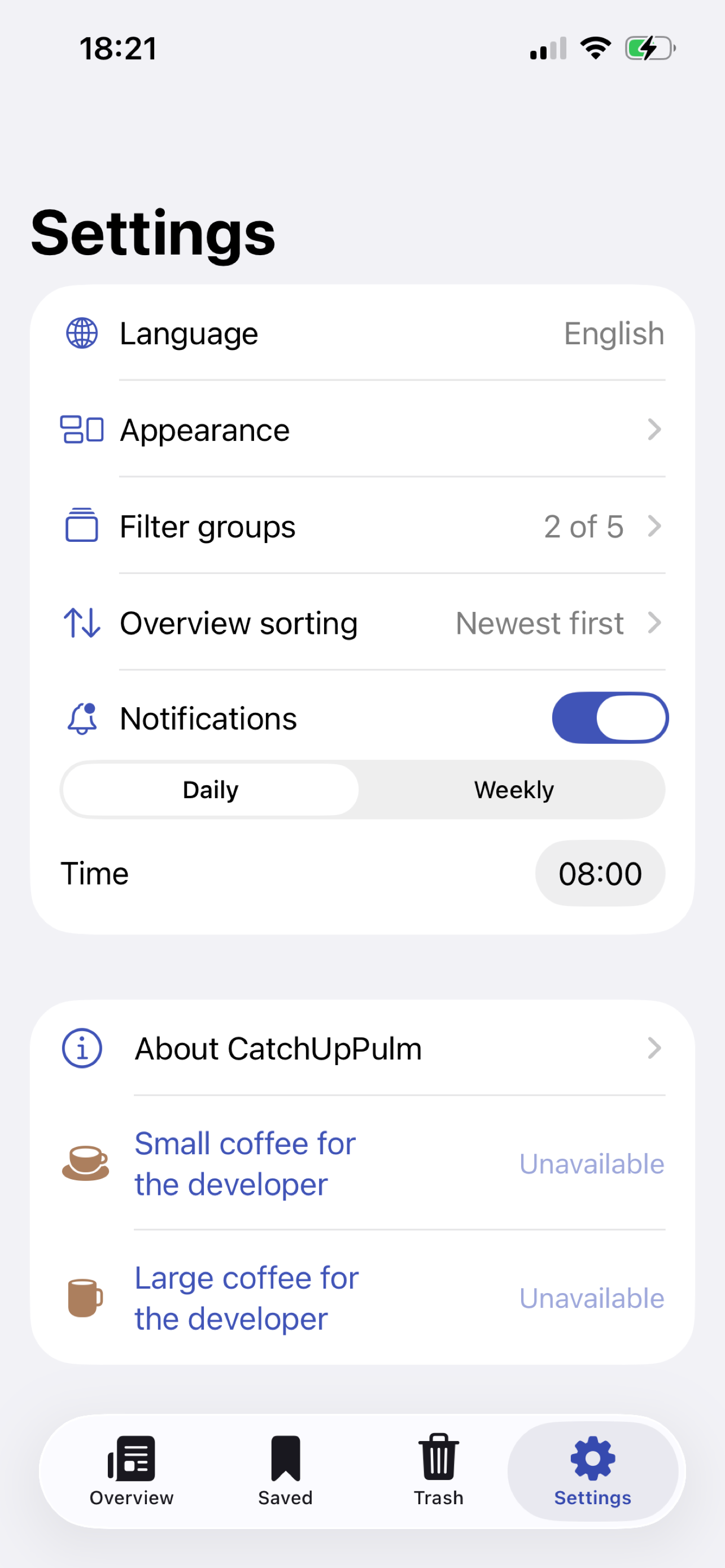 CatchUpPulm preferences