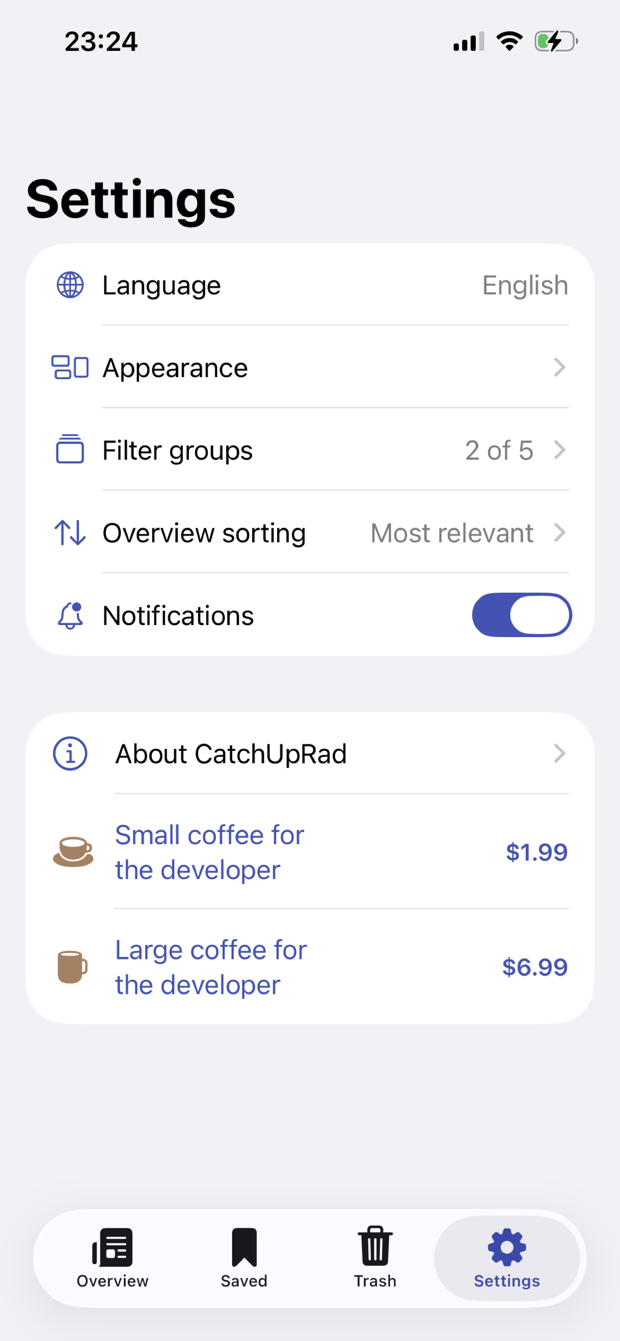 CatchUpRad preferences