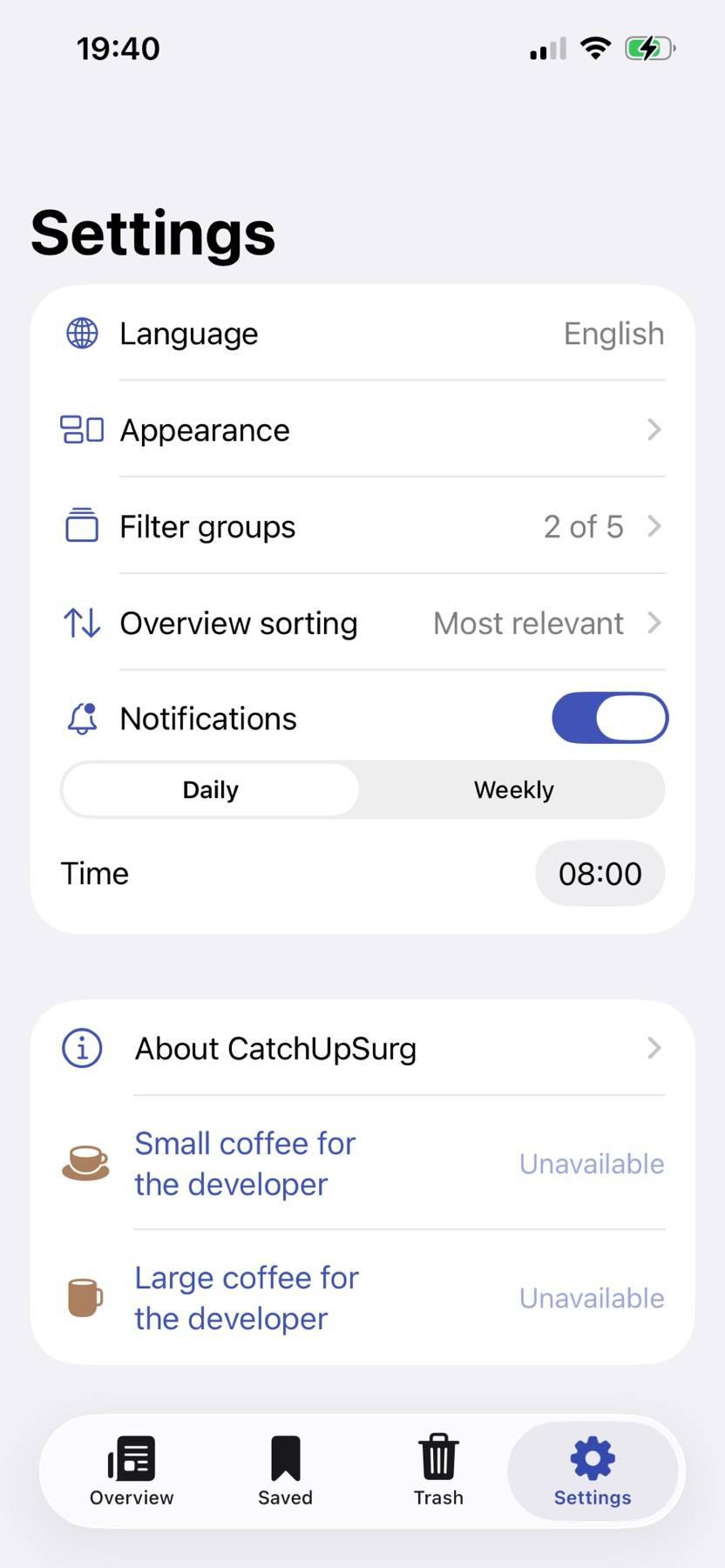 CatchUpSurg preferences