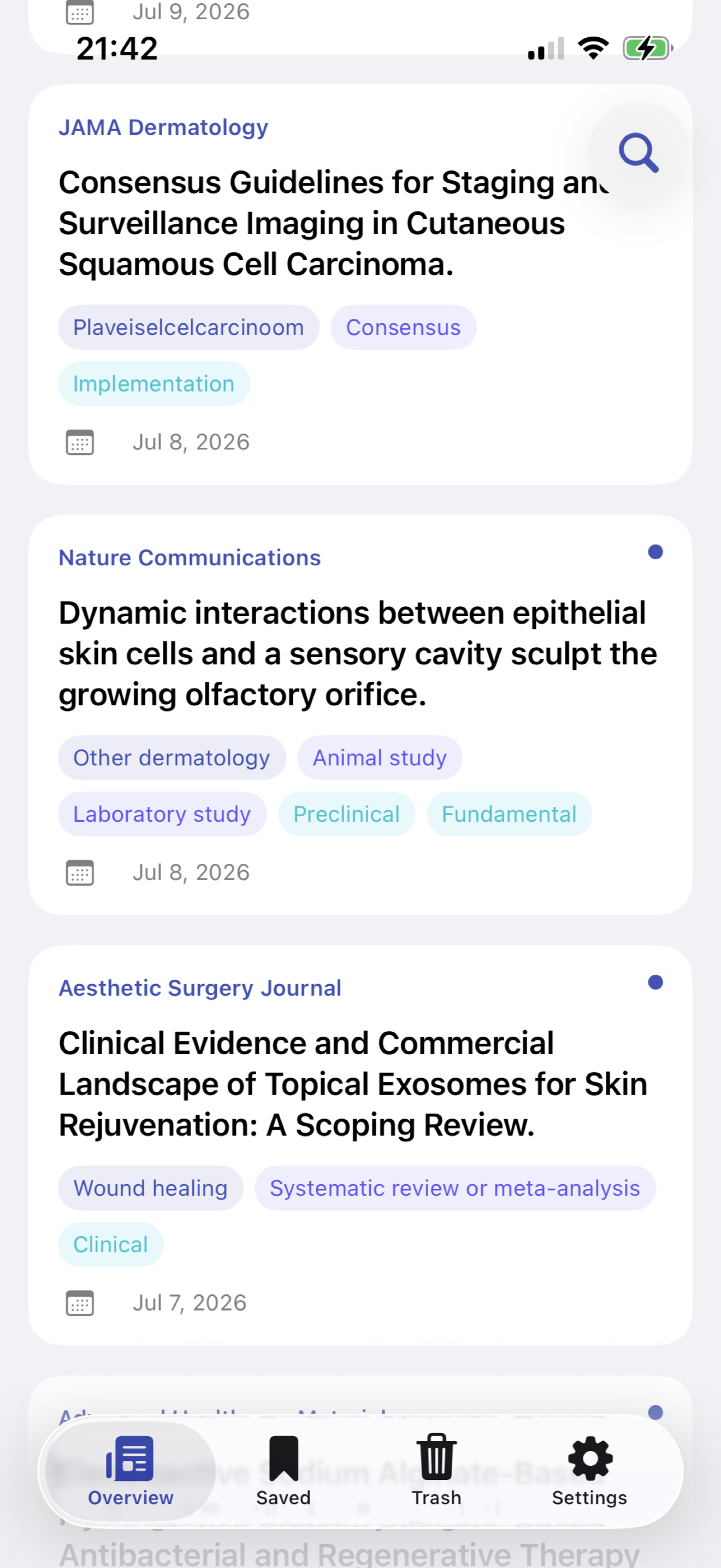 CatchUpDerm overview with selected dermatology articles
